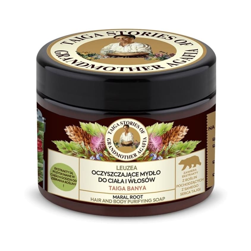 RECEPTY BABUSHKI AGAFI TAIGA STORIES. HAIR AND BODY PURIFYING SOAP MARAL ROOT, 300 ML