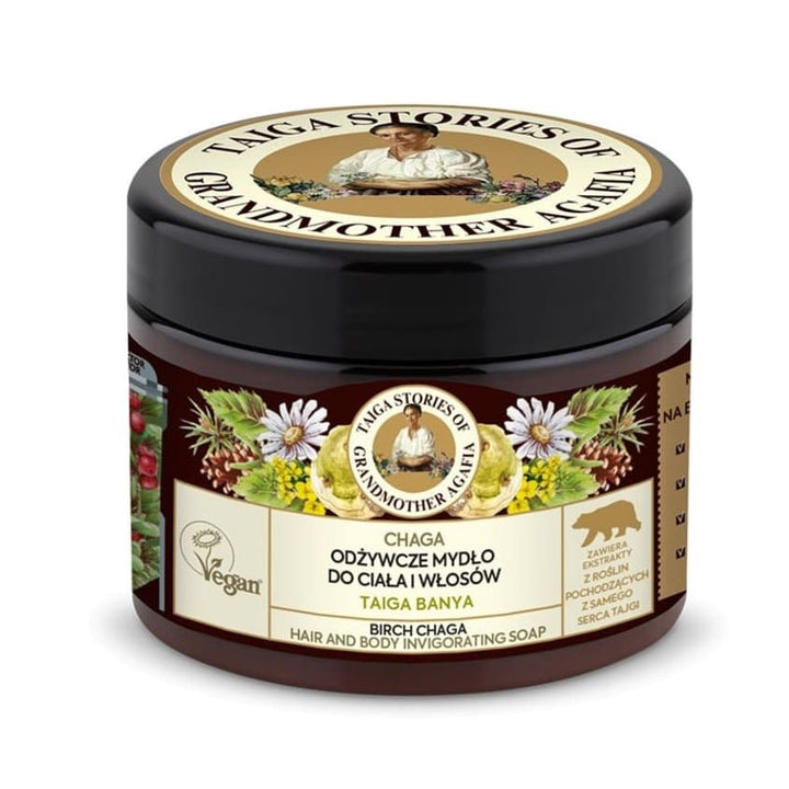 TAIGA STORIES. HAIR AND BODY INVIGORATING SOAP BIRCH CHAGA, 300 ML