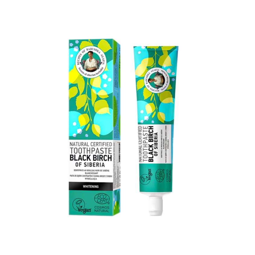 RECEPTY BABUSHKI AGAFI RBA NATURAL CERTIFIED TOOTHPASTE BLACK BIRCH OF SIBERIA 85 G – buy online
