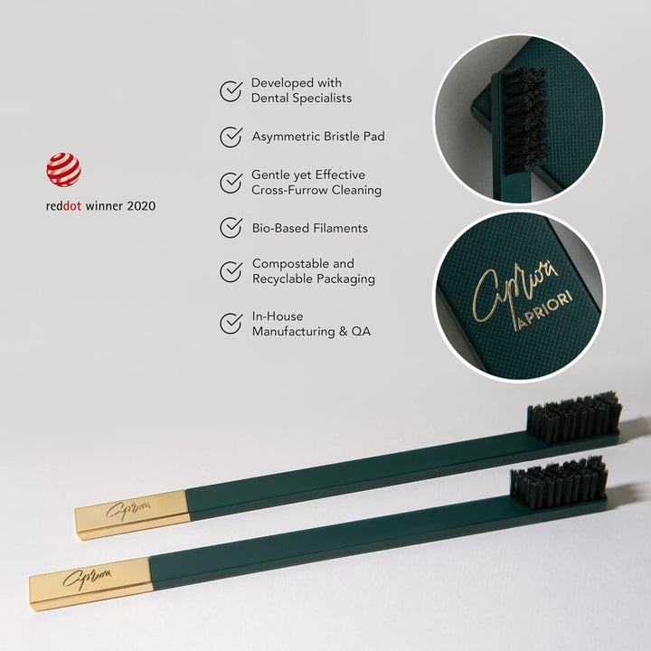 APRIORI BRITISH RACING GREEN GOLD SOFT TOOTHBRUSH