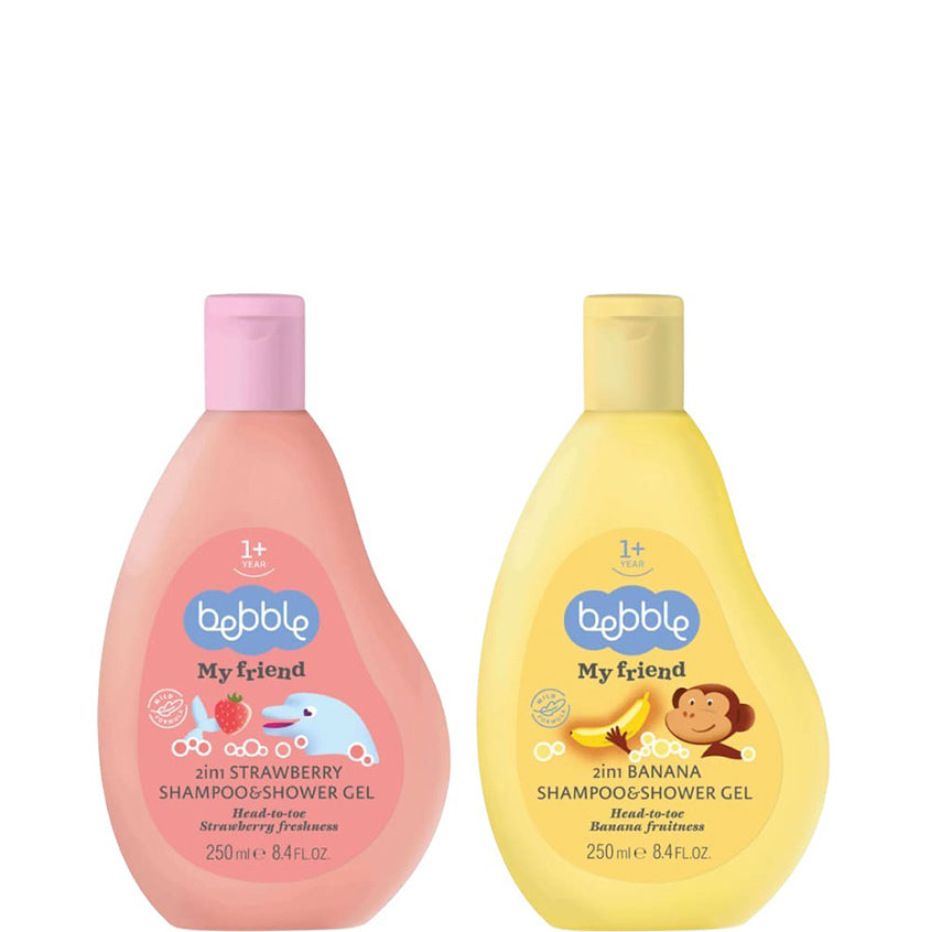 BEBBLE DUO SET: 2IN1 BANANA SHAMPOO AND SHOWER GEL + 2IN1 STRAWBERRY SHAMPOO AND SHOWER GEL