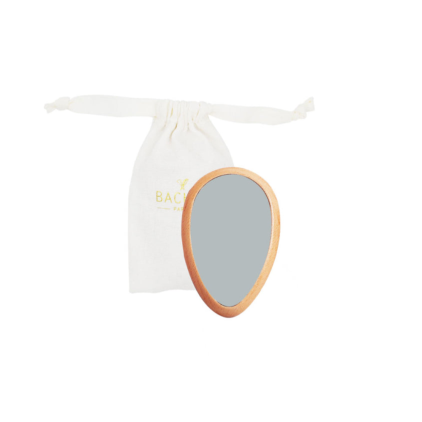BACHCA WOODEN HAND MIRROR + COTTON POUCH