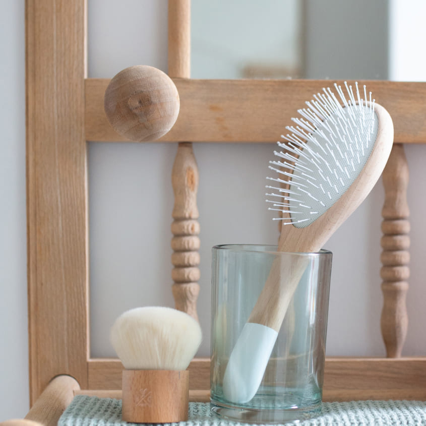 Wooden Hairbrush with Nylon Bristles