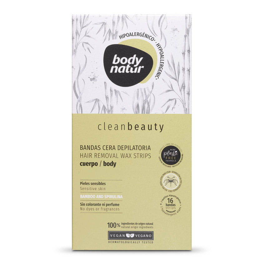 BODY NATUR Wax strips for Body Clean Beauty Bamboo and Spirulina (16+2) – buy online