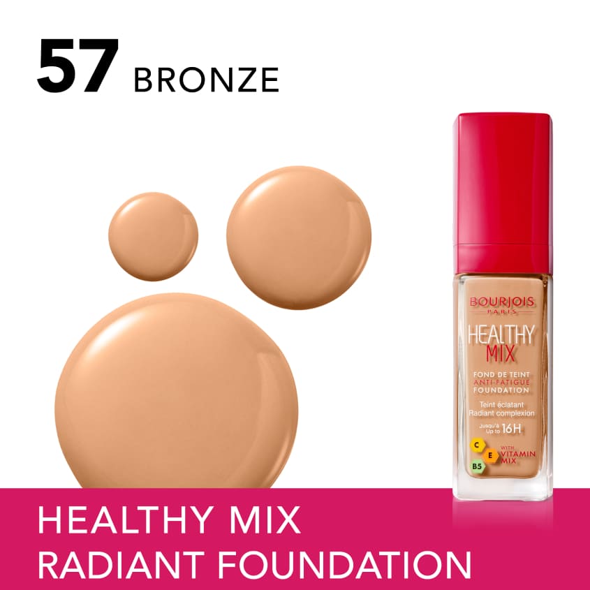 BOURJOIS بورجوا هيلثي ميكس كريم أساس مقاوم علامات الإجهاد، تان غامق 57 ، 30 مل – متجر إلكتروني