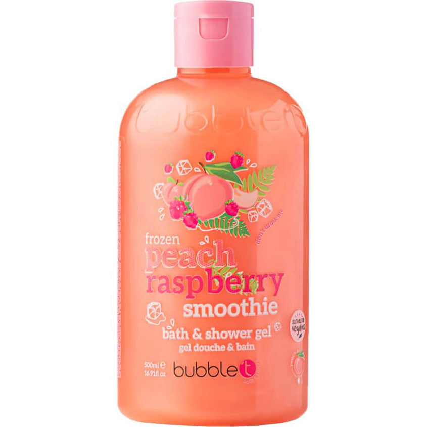 BUBBLE T BATH AND SHOWER GEL IN PEACH AND RASPBERRY 500ML