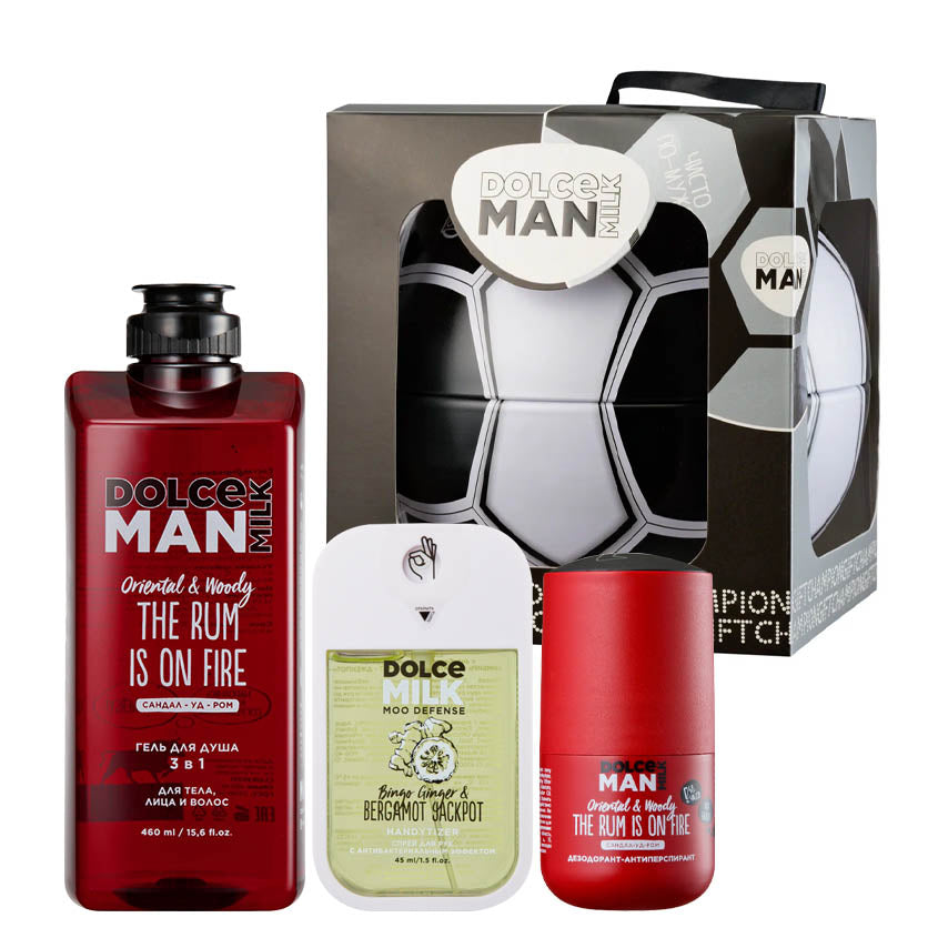 DOLCE MILK Set 224 MAN (shower gel 3in1 The rum is on fire + Handytizer GINGER & BERGAMOT ) ball – buy online