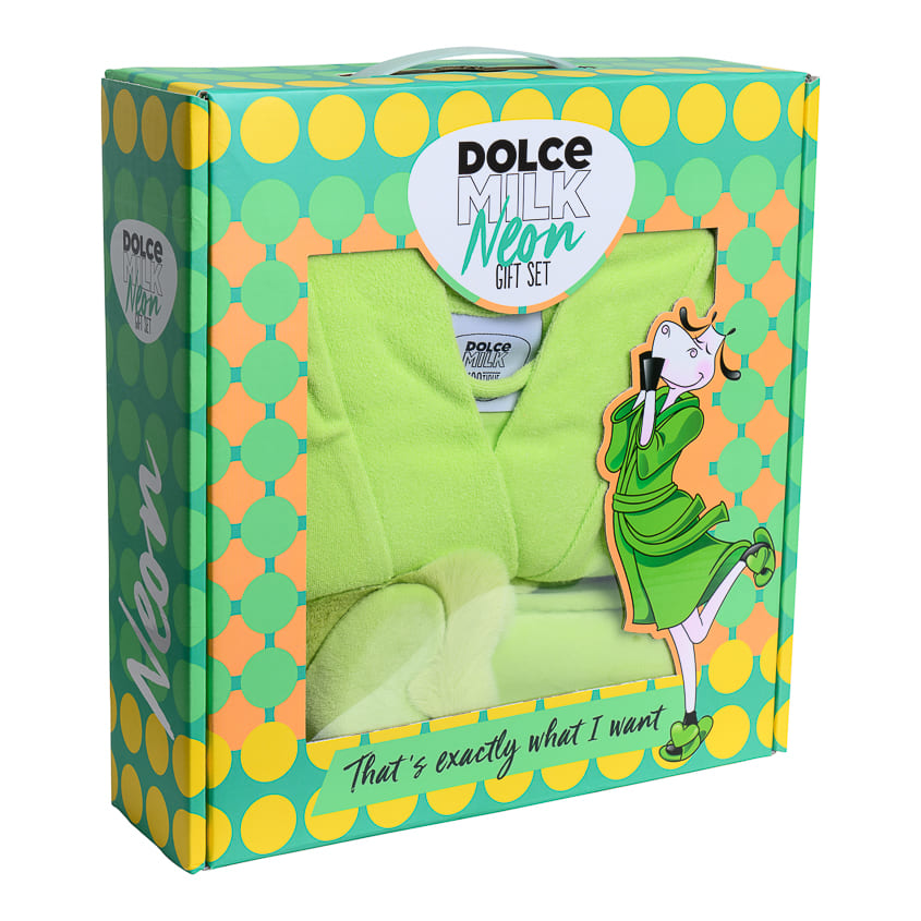 Set 231 (slippers green neon + bathrobe) box