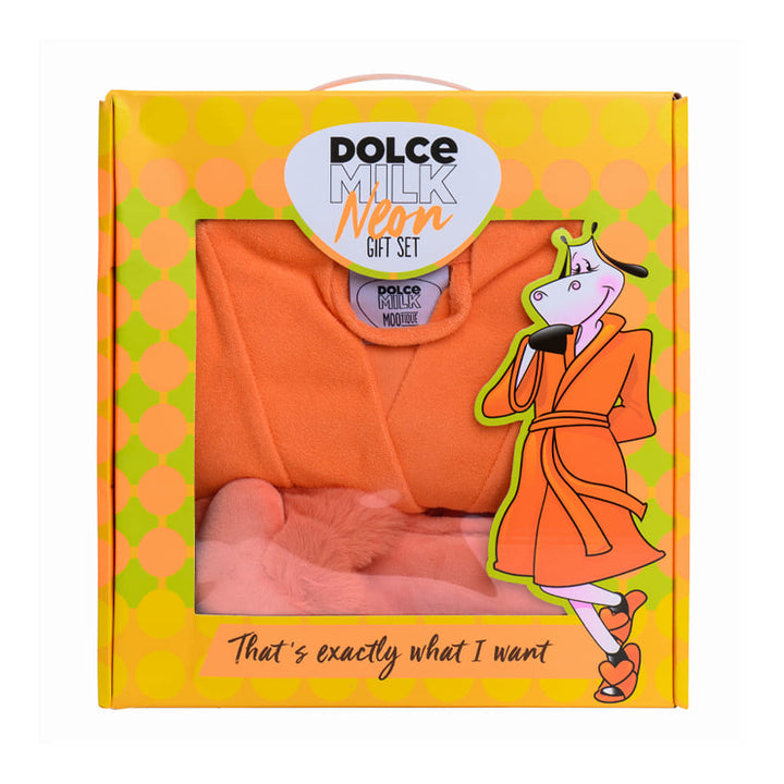 Set 232 (slippers orange neon + bathrobe) box