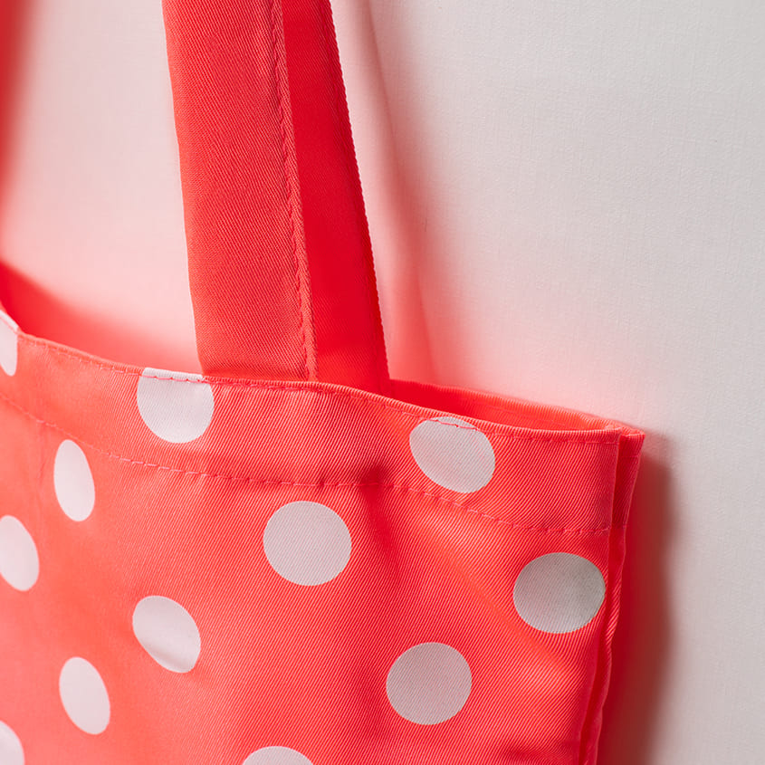 Fabric bag DM 40x35 sm, neon pink Polka dot