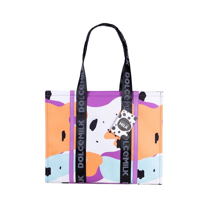 Shopper bag Cow spots, size 42*33*13.5cm, voilet-orange