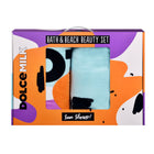 Set 273 (bathrobe + towel spots  orange/violete)box