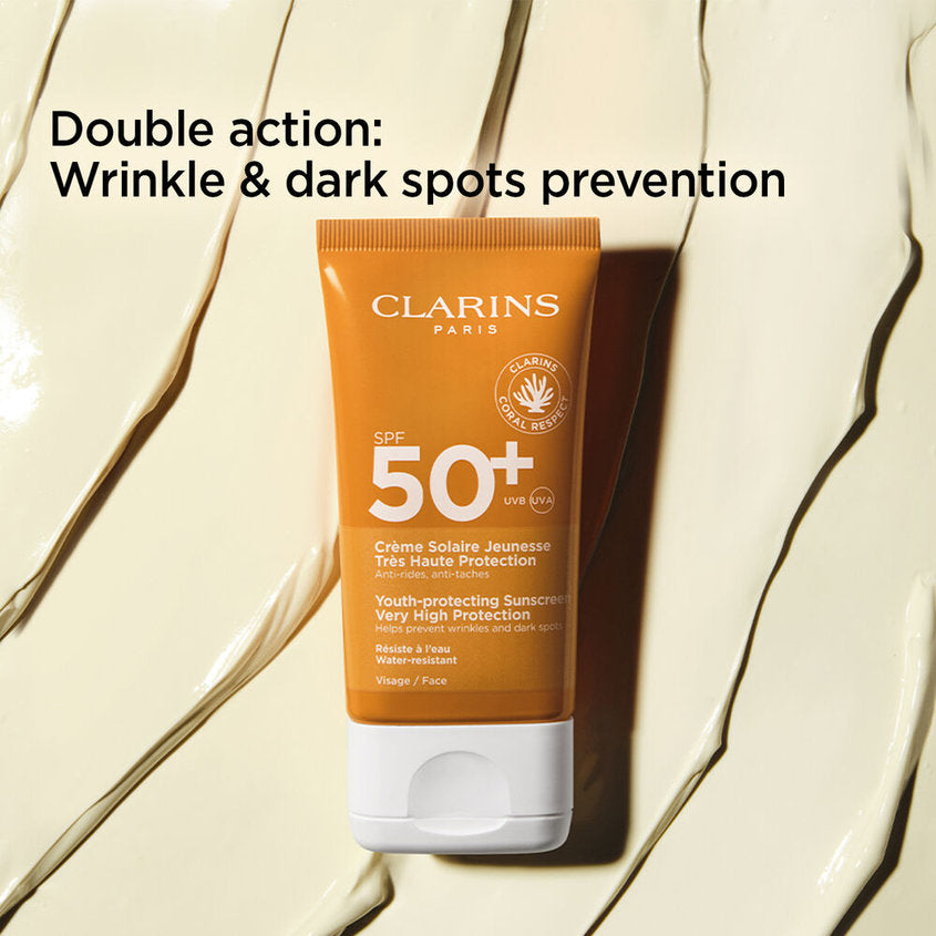 CLARINS واقي شمسي للوجه يحمي الشباب بحماية عالية جدًا SPF50+ – صورة 7
