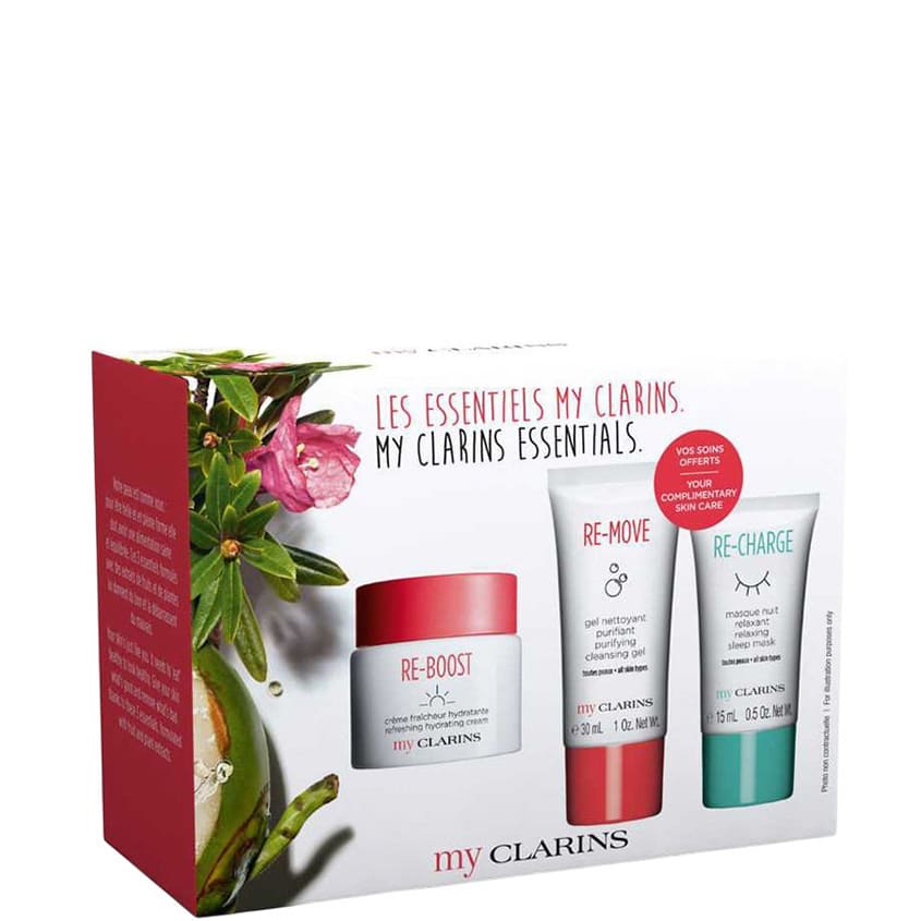 CLARINS SET(REFRESHING HYDRATING CREAM 50ML+PURIFYING CLEANSING 30ML+RELAXING SLEEP MASK 15ML)