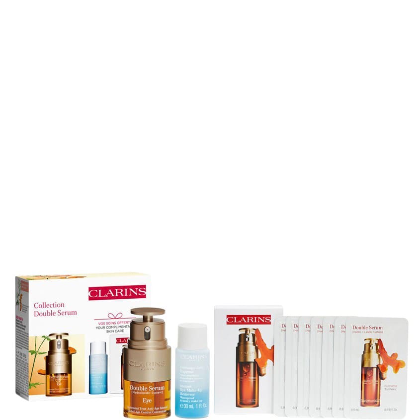 CLARINS SET(DOUBLE SERUM EYE 20ML+INSTANT EYE MAKE UP REMOVER 30ML+DOUBLE SERUM 7X0.9ML)