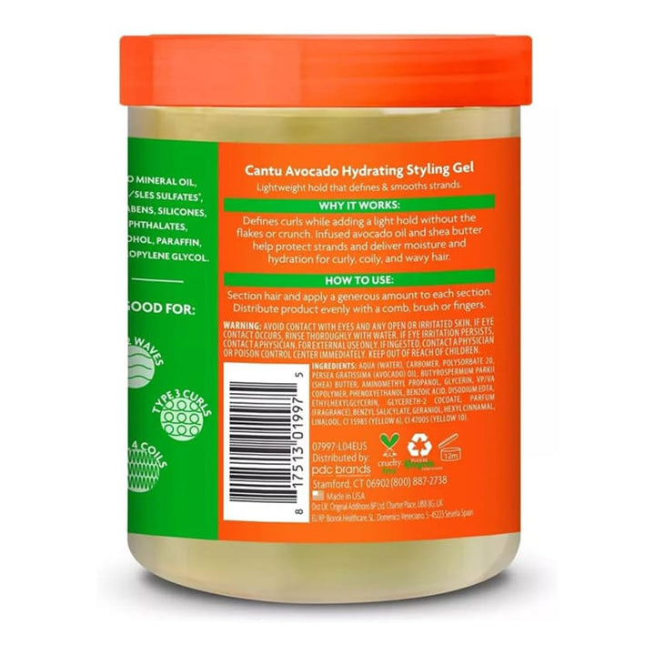 CANTU AVOCADO HYDRATING GEL ALCOHOL FREE 524 G