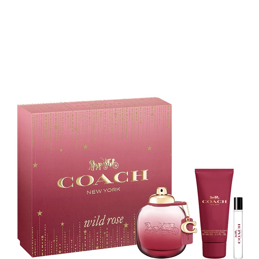 COACH كوتش وايلد روز سيت، إيو دو بارفوم، سبراي 90 مل + 7.5 مل + لوشن الجسم 100 مل