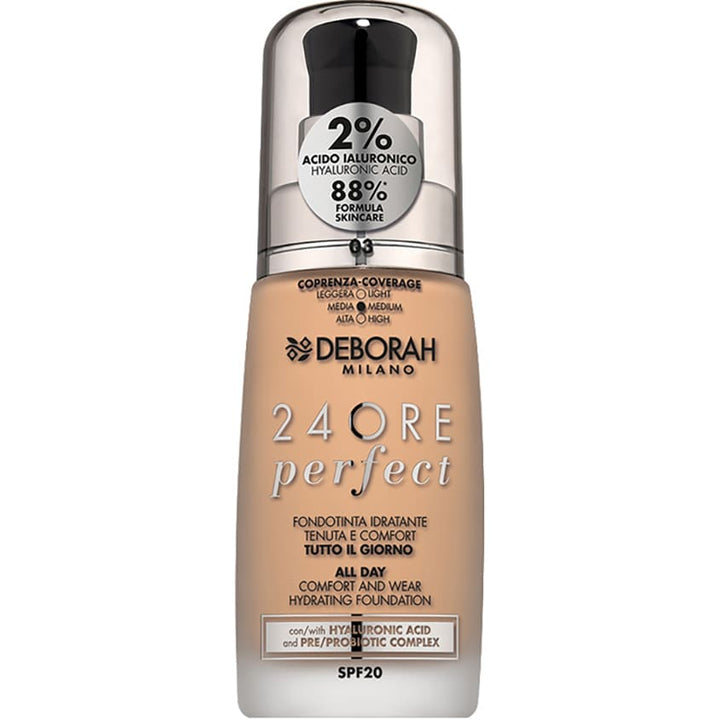 24ORE PERFECT - ALL DAY COMFORT AND WEAR - HYDRATING FOUNDATION 03-CARAMEL BEIGE 30ml