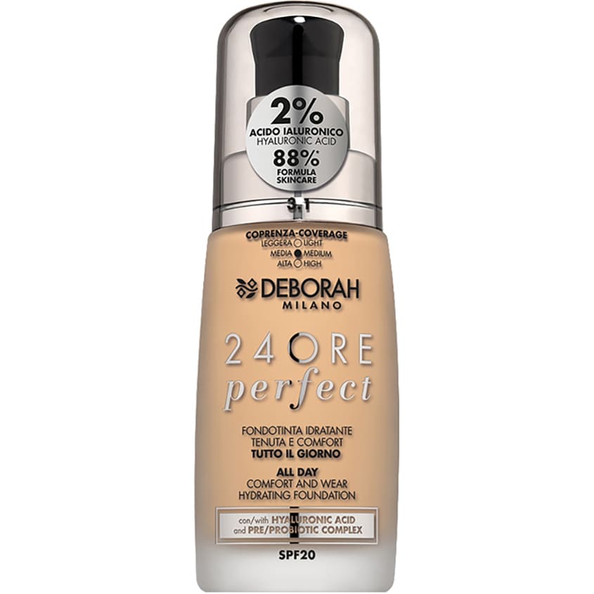 DEBORAH MILANO 24ORE PERFECT - ALL DAY COMFORT AND WEAR - HYDRATING FOUNDATION 3 1-LIGHT GOLD 30ml – buy online