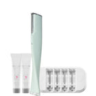 DERMAFLASH مجموعة ديرمافلاش لوكس+ سونيك ديرما بلانينج + إزالة الوبر بلون الخوخ، أخضر جليدي
