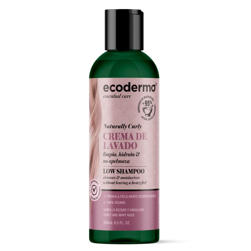 ECODERMA إيكوديرما شامبو للشعر المجعد منخفض التنظيف Naturally Curly، 250 مل