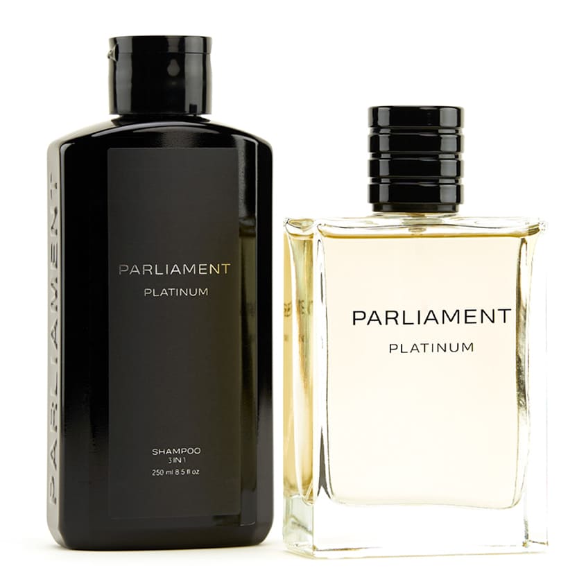 PRET-A-PARFUM PARLIAMENT PLATINUM set (EDT 100 ml + shampoo 3in1 250 ml) – buy online