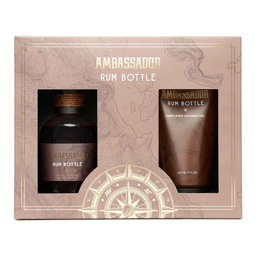 PRET-A-PARFUM أمباسادور مجموعة عطرية وتجميلية رم بوتل، إيو دو تواليت، سبراي 100 مل + جل استحمام 150 مل