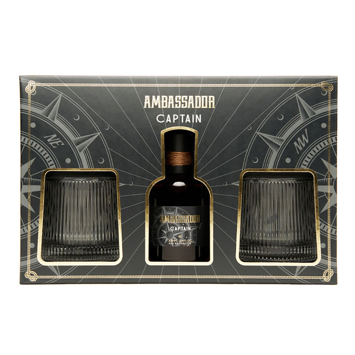 Gift-set AMBASSADOR CAPTAIN (EDT 100 ml + 2 glasses)