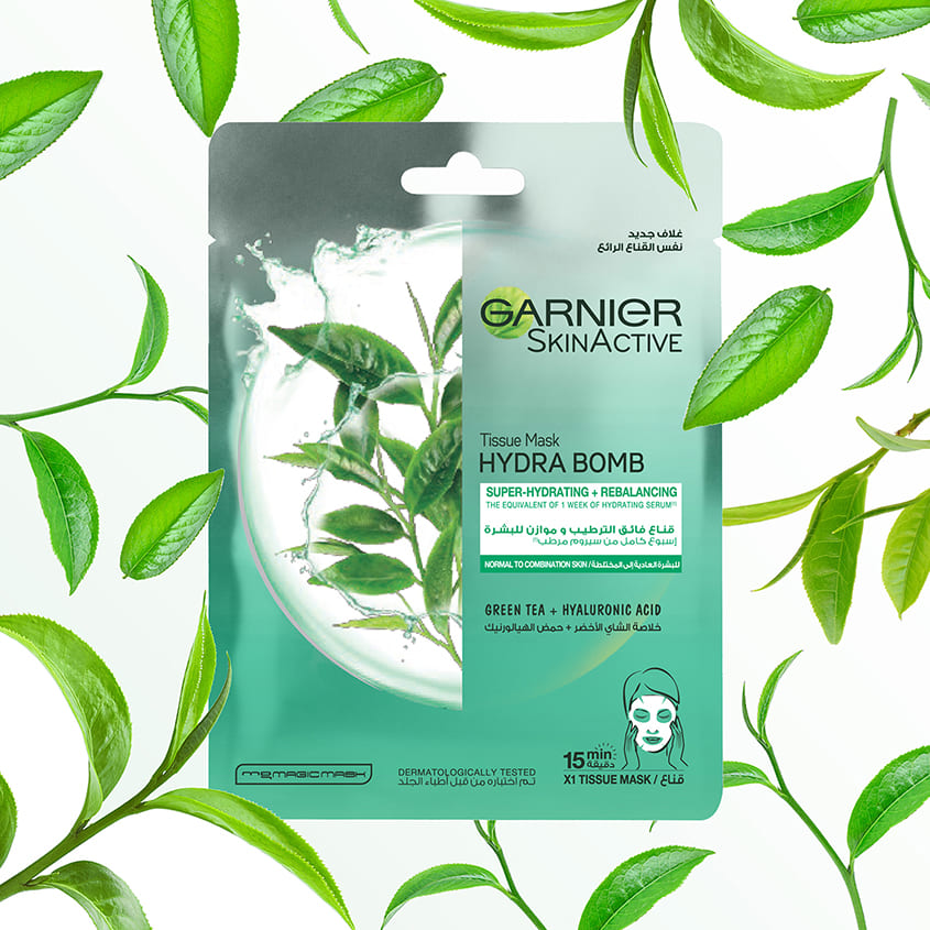 GARNIER FACIAL TISSUE MASK WITH GREEN TEA FOR NORMAL AND OILY SKIN 30 ML – online store