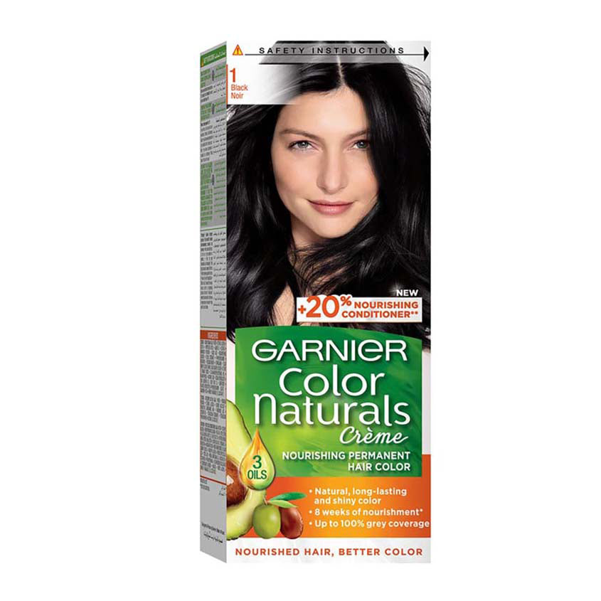 GARNIER غارنييه كلر ناتشورالز كريم نوريشينغ بيرماننت هير كلر، 1 بلاك، 155 جرام