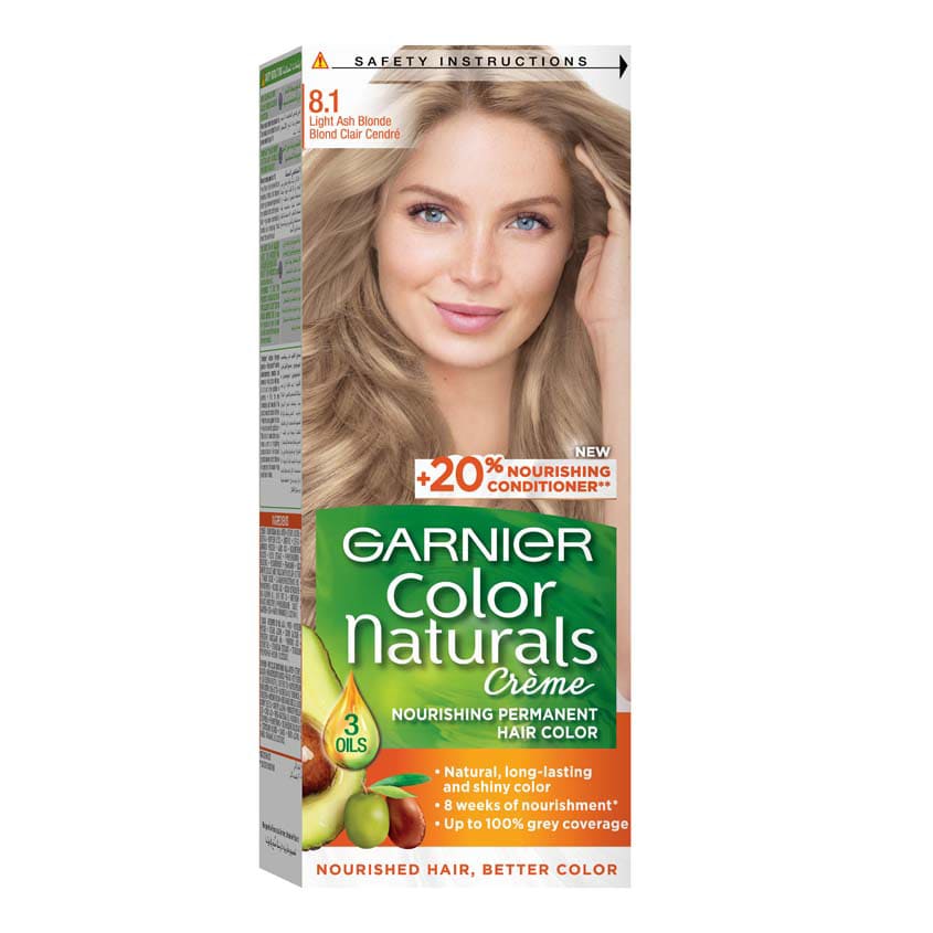 GARNIER غارنييه كولور ناتشورالز كريم نوريشينغ بيرماننت هير كولور، 8.1 لايت آش بلوند، 155 جرام