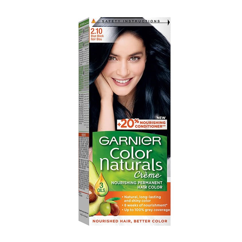 GARNIER غارنييه كولور ناتشورالز كريم نورشينغ بيرماننت هير كولور، 2.10 بلو بلاك، 155 جرام