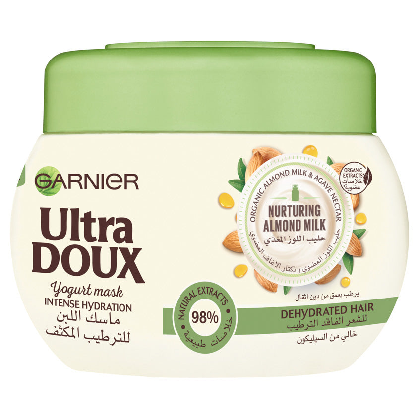 GARNIER غارنييه ألترا دوكس ماسك زبادي حليب اللوز للترطيب المكثف، 300 مل
