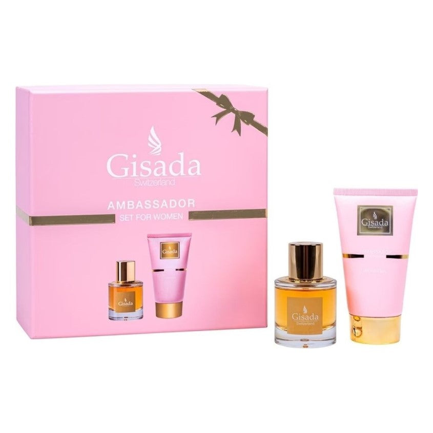 GISADA مجموعة أمباسادور النسائية (50 مل ماء عطر + 100 مل زنك)