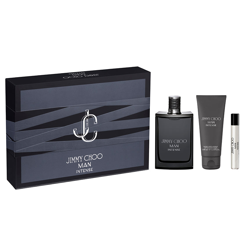 JIMMY CHOO جيمي تشو مان إنتنس سيت، إيو دو تواليت، سبراي 100 مل + 7.5 مل + بلسم بعد الحلاقة 100 مل