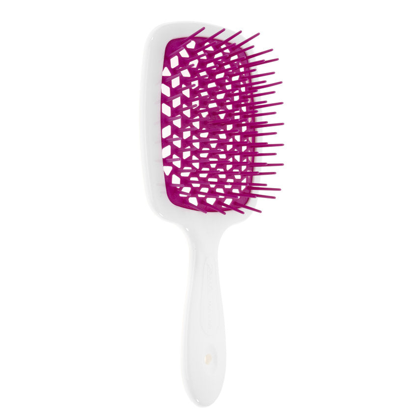 JANEKE SUPERBRUSH VENTED BRUSH WITH SOFT PINS WHITE FUCHSIA