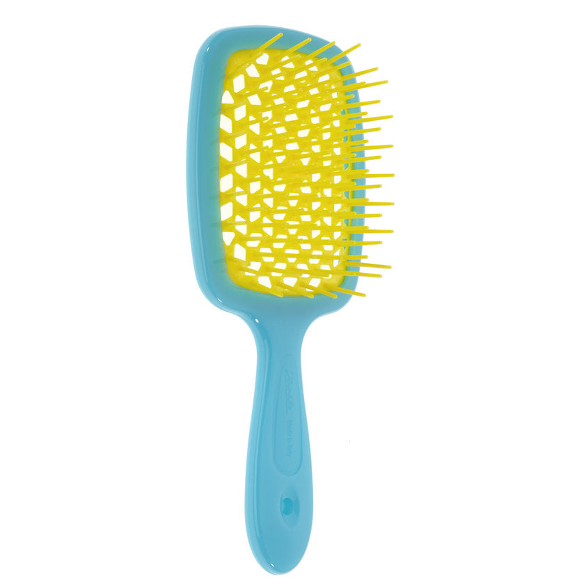 JANEKE SUPERBRUSH VENTED BRUSH WITH SOFT PINS FLUO YELLOW/TURQUOISE
