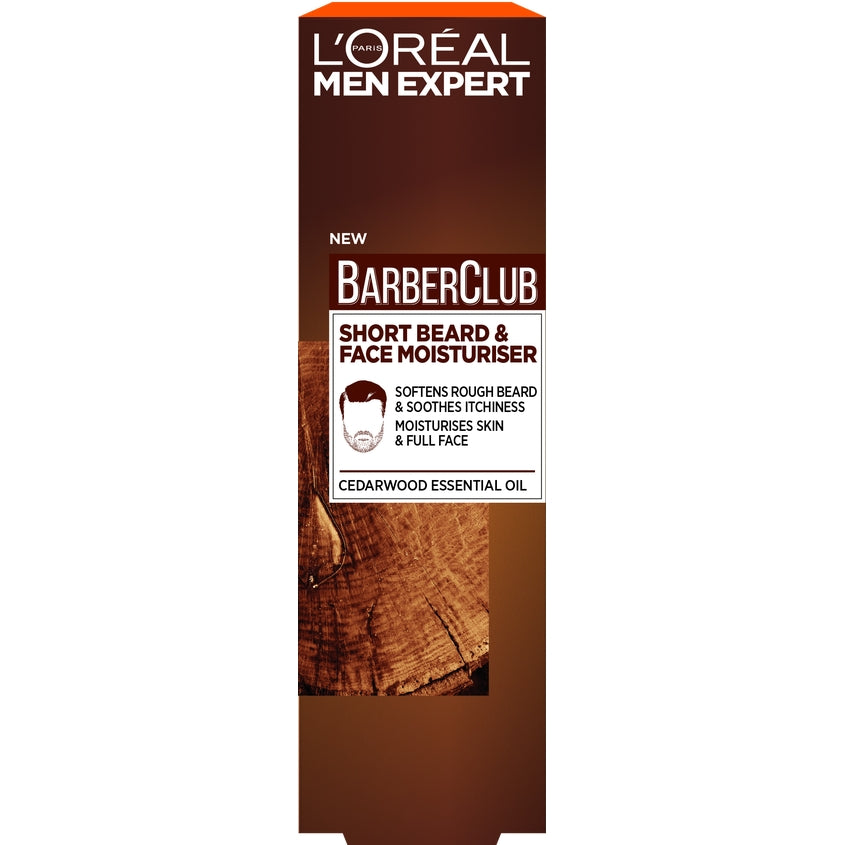 L'ORÉAL PARIS لوريال باريس مين إكسبرت باربر كلوب شورت بيرد آند فيس موسترايزر بزيت خشب الأرز، 50 مل