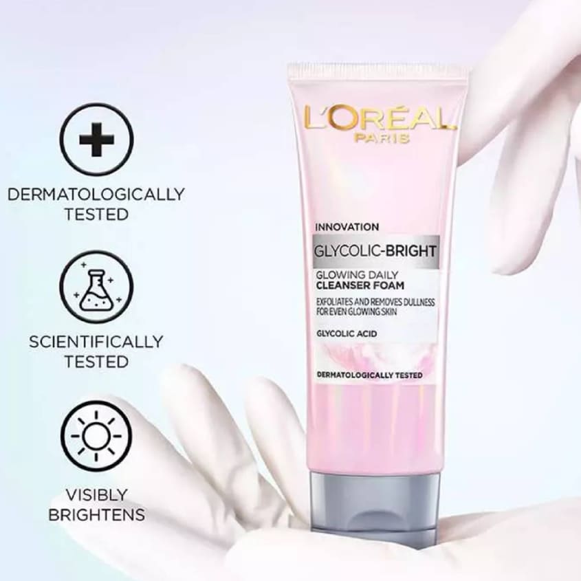 L'ORÉAL PARIS لوريل باريس غليكوليك برايت كلينزر فوم، 100 مل – شراء أونلاين