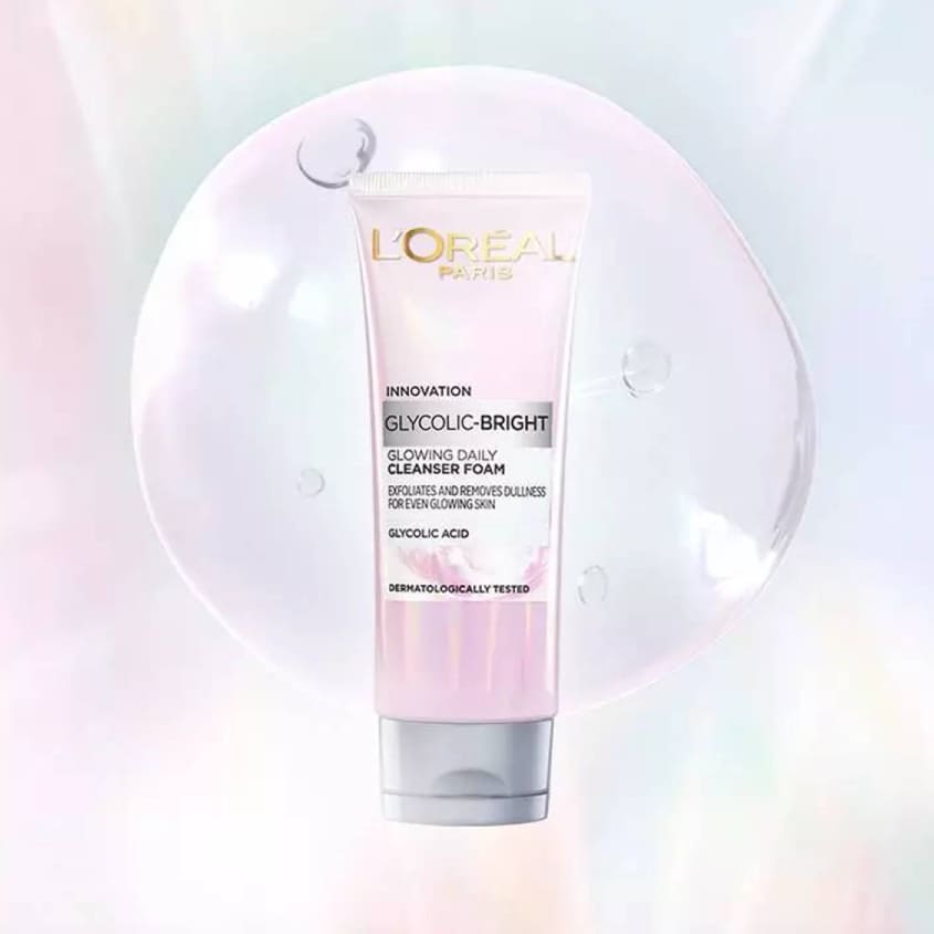 L'ORÉAL PARIS لوريل باريس غليكوليك برايت كلينزر فوم، 100 مل – توصيل مجاني
