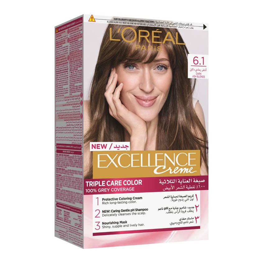 L'ORÉAL PARIS لوريال باريس إكسيليانس كريم لون الشعر، 6.1 أشقر رمادي داكن، 254 جرام