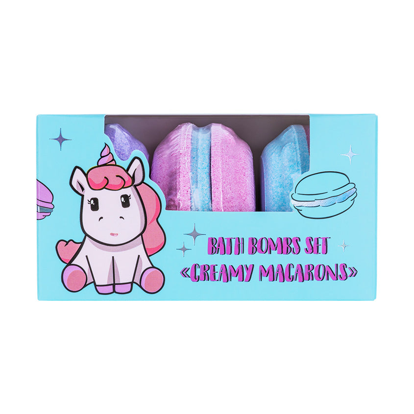 UNICORNS APPROVE يونيكورنز أبروف مجموعة قنابل الاستحمام كريمي ماكارونز، قطعة واحدة
