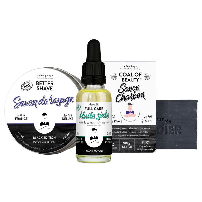 THE BLACK EDITION BOX(BEARD OIL 30ML+SHAVING SOAP 150ML+FACE SOAP 100G)