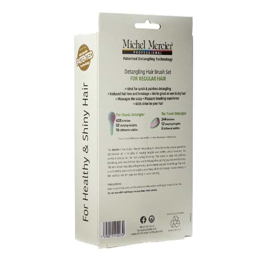 MICHEL MERCIER GREEN PASTEL SET (HOME & TRAVEL DETANGLER REGULAR HAIR) – online store