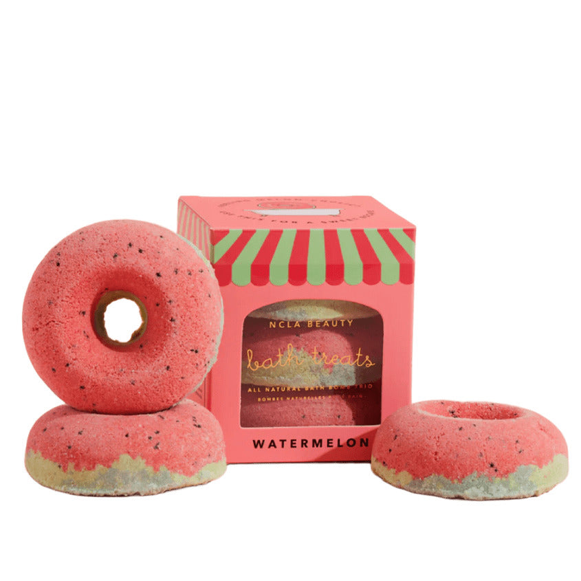 NCLA BEAUTY WATERMELON BATH TREATS (3 PC BATH BOMB SET) 3 X 65G