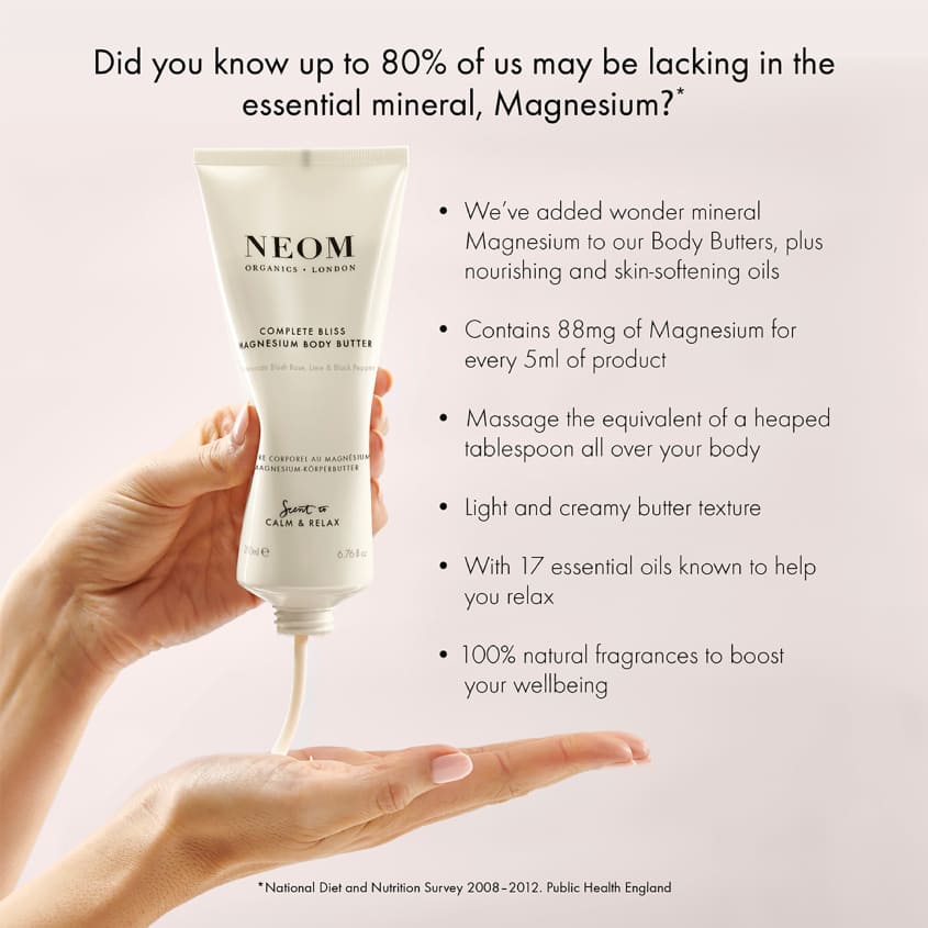 NEOM ORGANICS زبدة الجسم الكاملة بنكهة المغنيسيوم لتهدئة والاسترخاء – توصيل مجاني