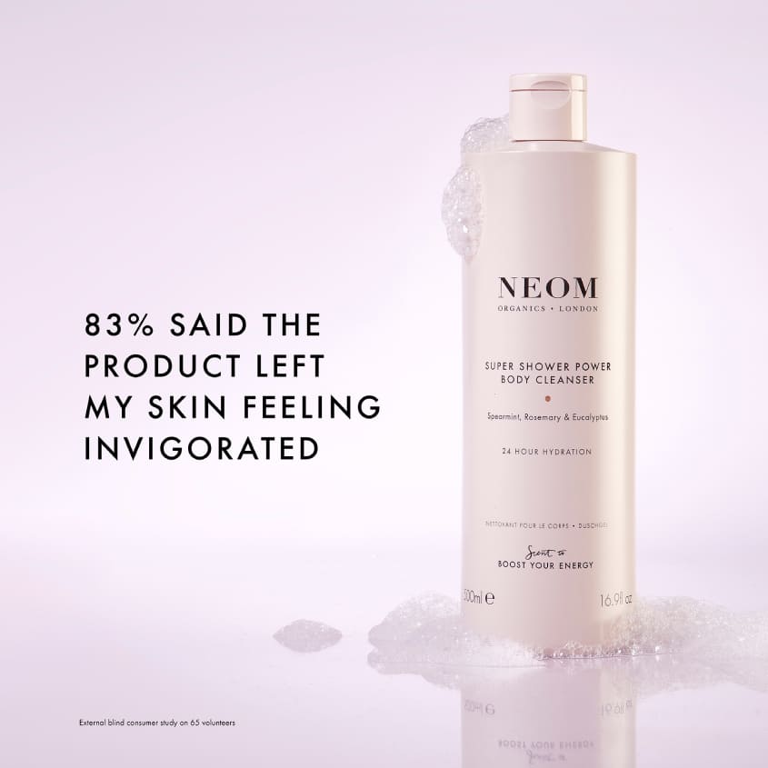 NEOM ORGANICS منظف ​​الجسم سوبر شاور باور ذو رائحة عطرية لتعزيز طاقتك