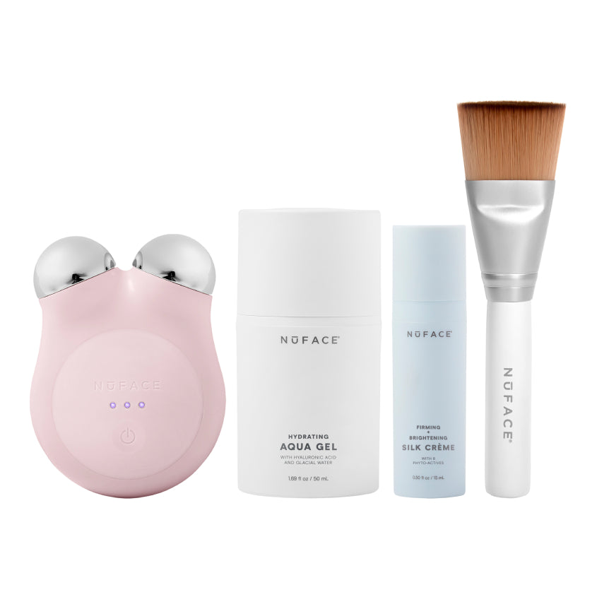 NUFACE SET MINI+ SANDY ROSE (DEVICE MINI+AQUA GEL 50ML+SILK CREME 15ML+ BRUSH+EYE/LIP/WRINKLE ATTACHM)