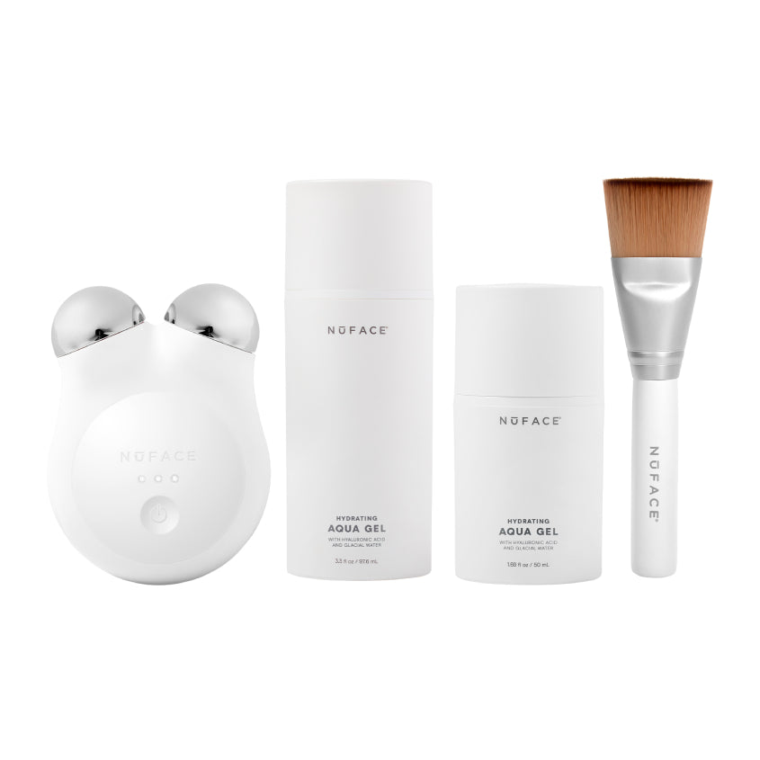NUFACE SET MINI+WHITE (DEVICE MINI+AQUA GEL 50ML+SILK CREME 15ML+ BRUSH+EYE/LIP/WRINKLE ATTACHM) – buy online