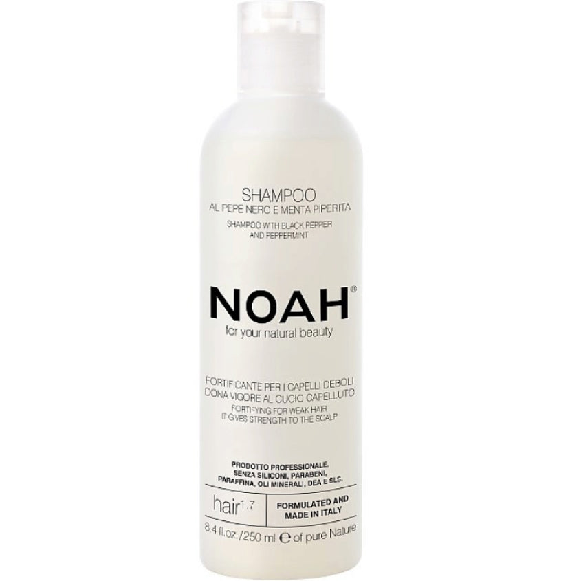 NOAH FOR YOUR NATURAL BEAUTY نواه فور يور ناتشورال بيوتي: شامبو لتقوية الشعر بالفلفل الأسود والنعناع الفلفلي، 250 مل